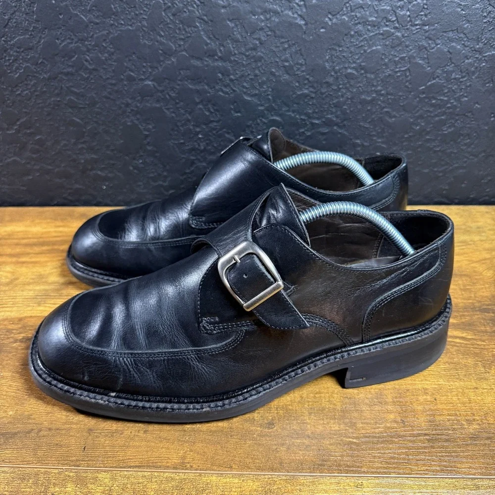 Kenneth Cole New York Black Leather Monk Strap Dress‎ Shoes Mens Size 10